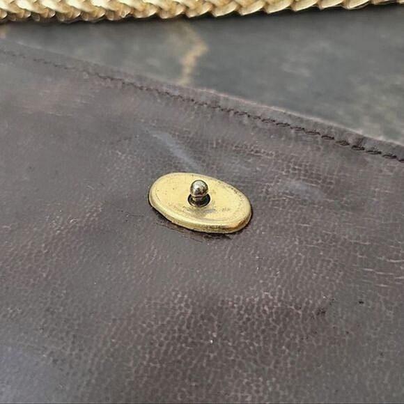 Vtg yellow tan reptile leather envelope crossbody purse - Picture 15 of 16